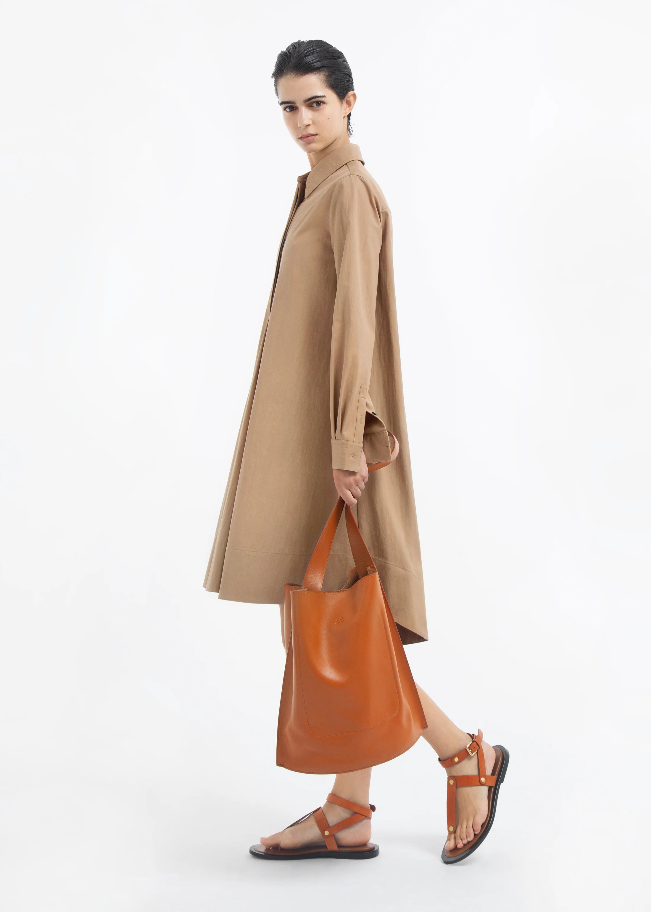 Ankle Wrap Sandal in Calf Skin Leather - Cognac - Image 5