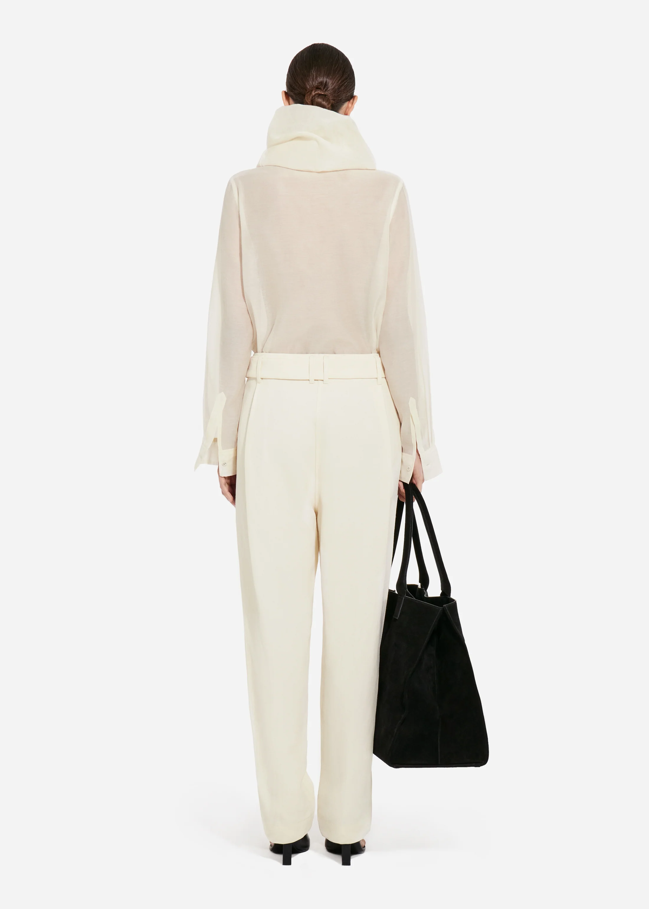 Cloud Collar Shirt in Cotton Silk Voile - Pearl - Image 4