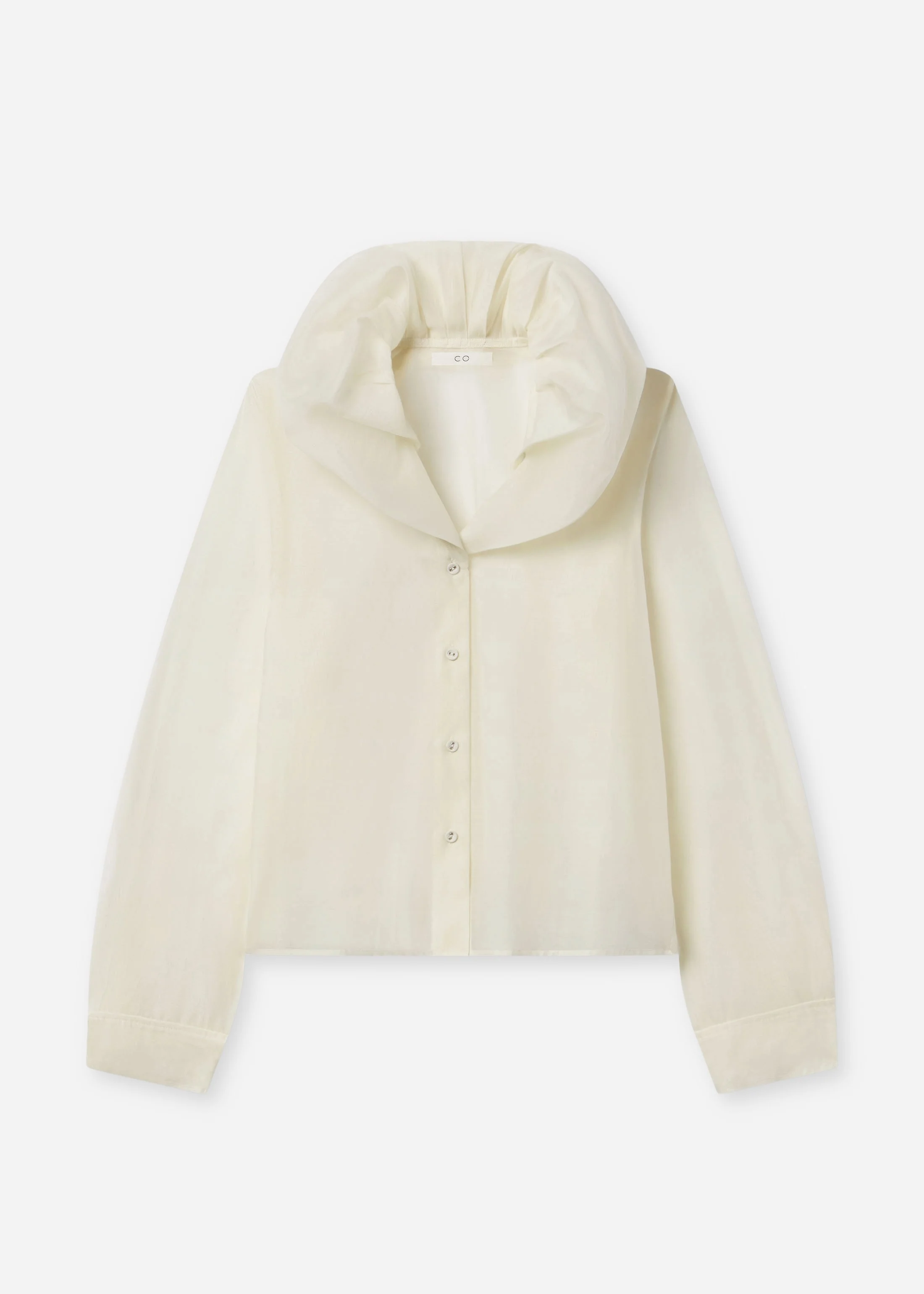 Cloud Collar Shirt in Cotton Silk Voile - Pearl - Image 6