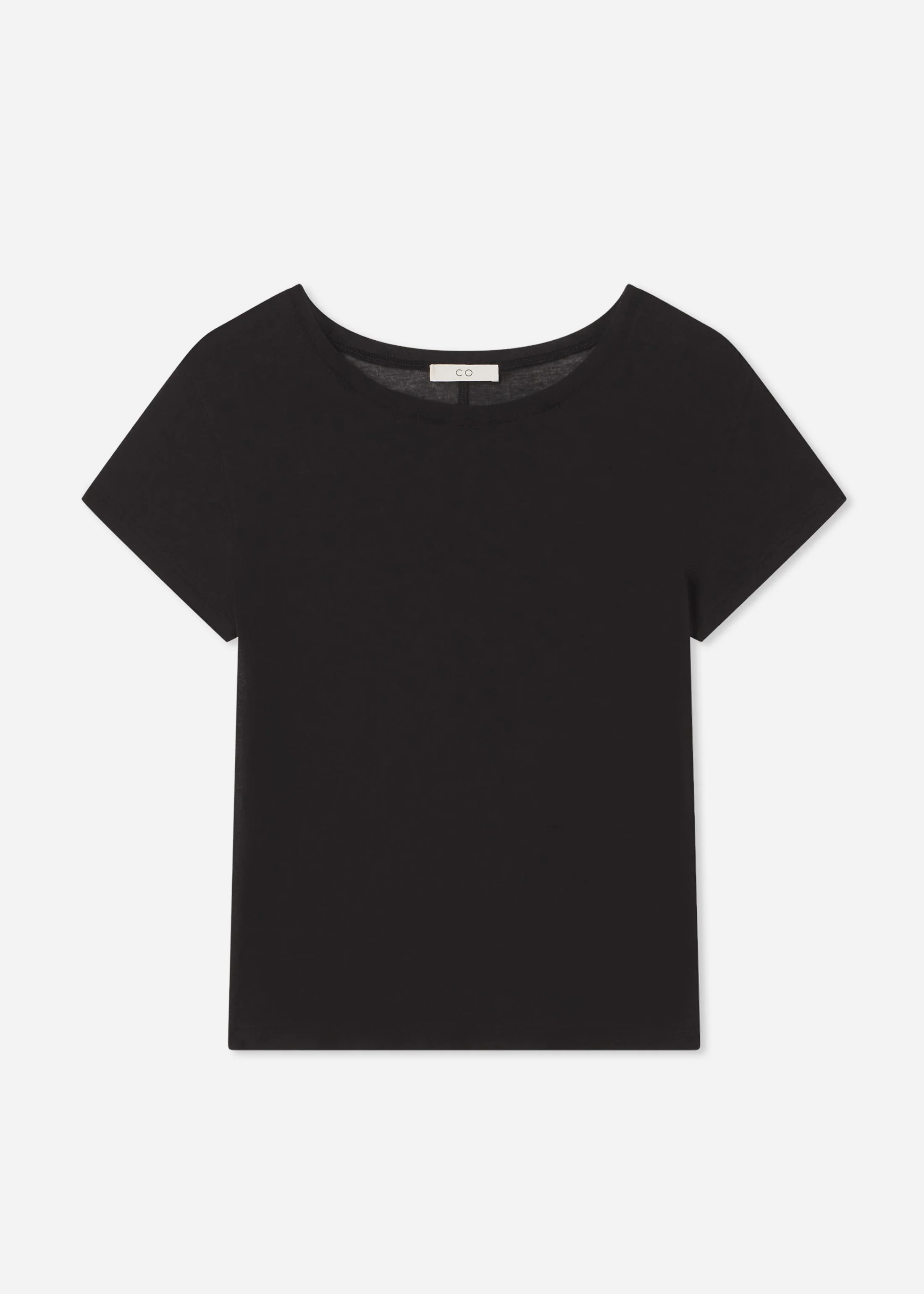 Crewneck Short Sleeve T-Shirt in Cotton Jersey - Black - Image 4