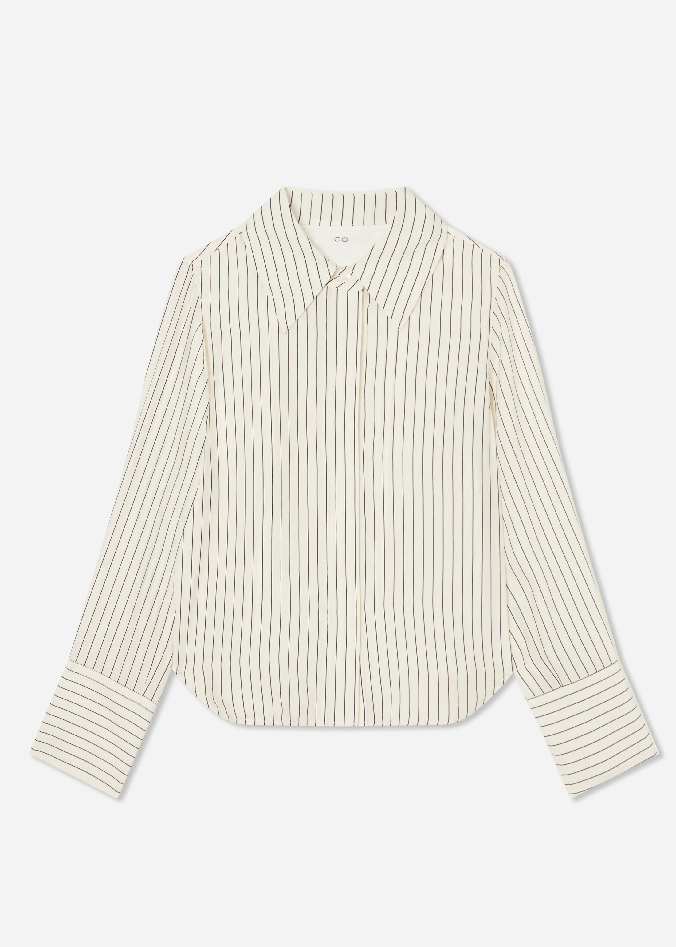 Fitted Classic Shirt in Silk - Stripe - Image 4