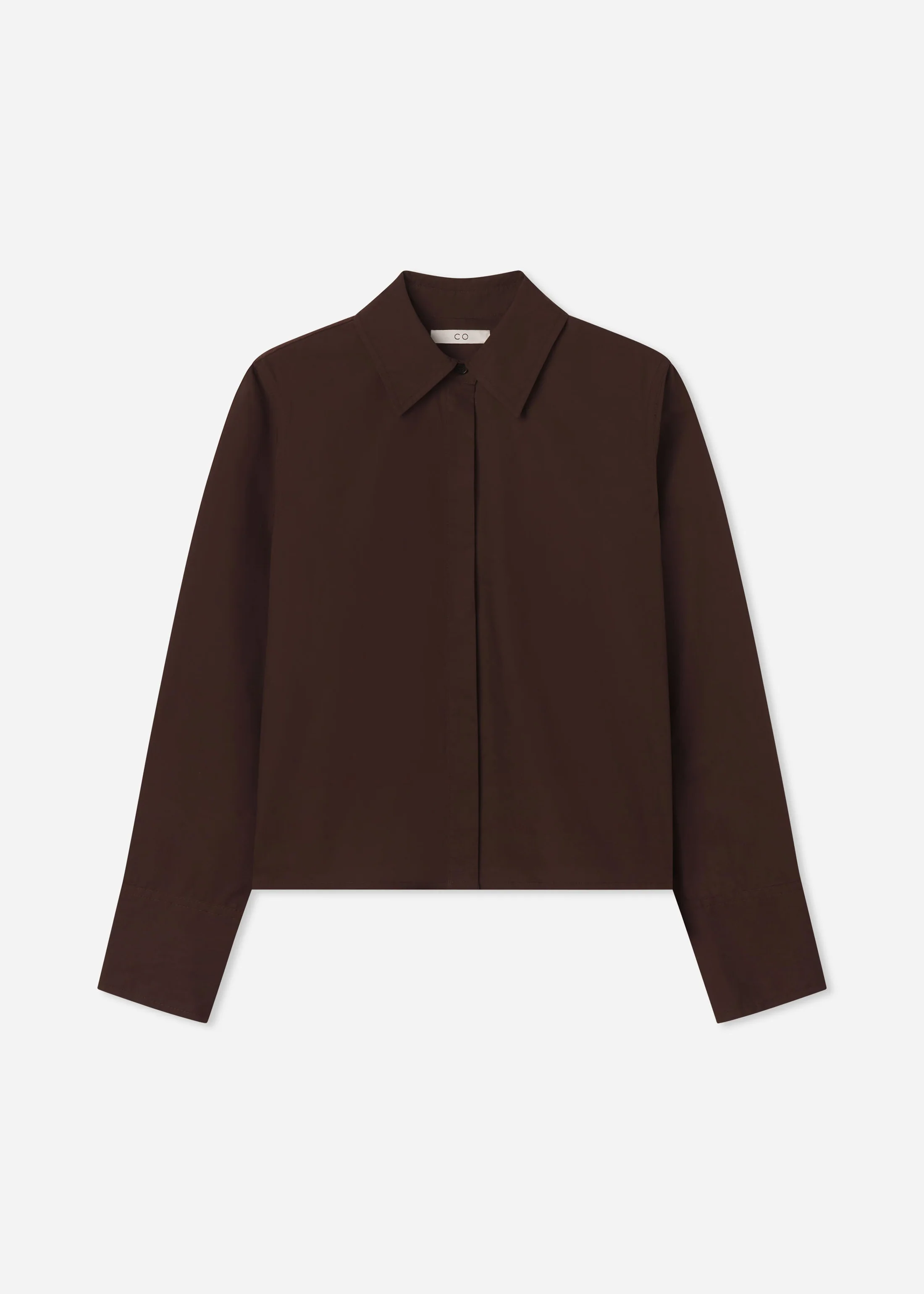 Fitted Shirt in Cotton Poplin - Chocolate - Image 4