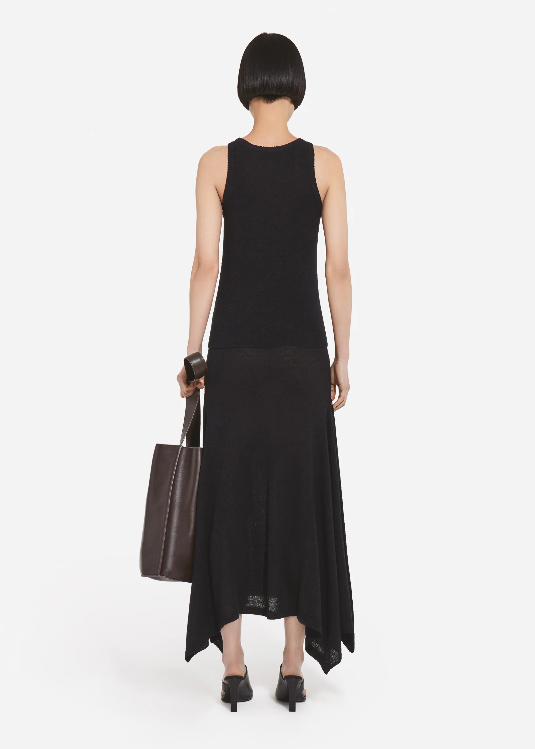 Racerback Tank in Silk Linen - Black - Image 3