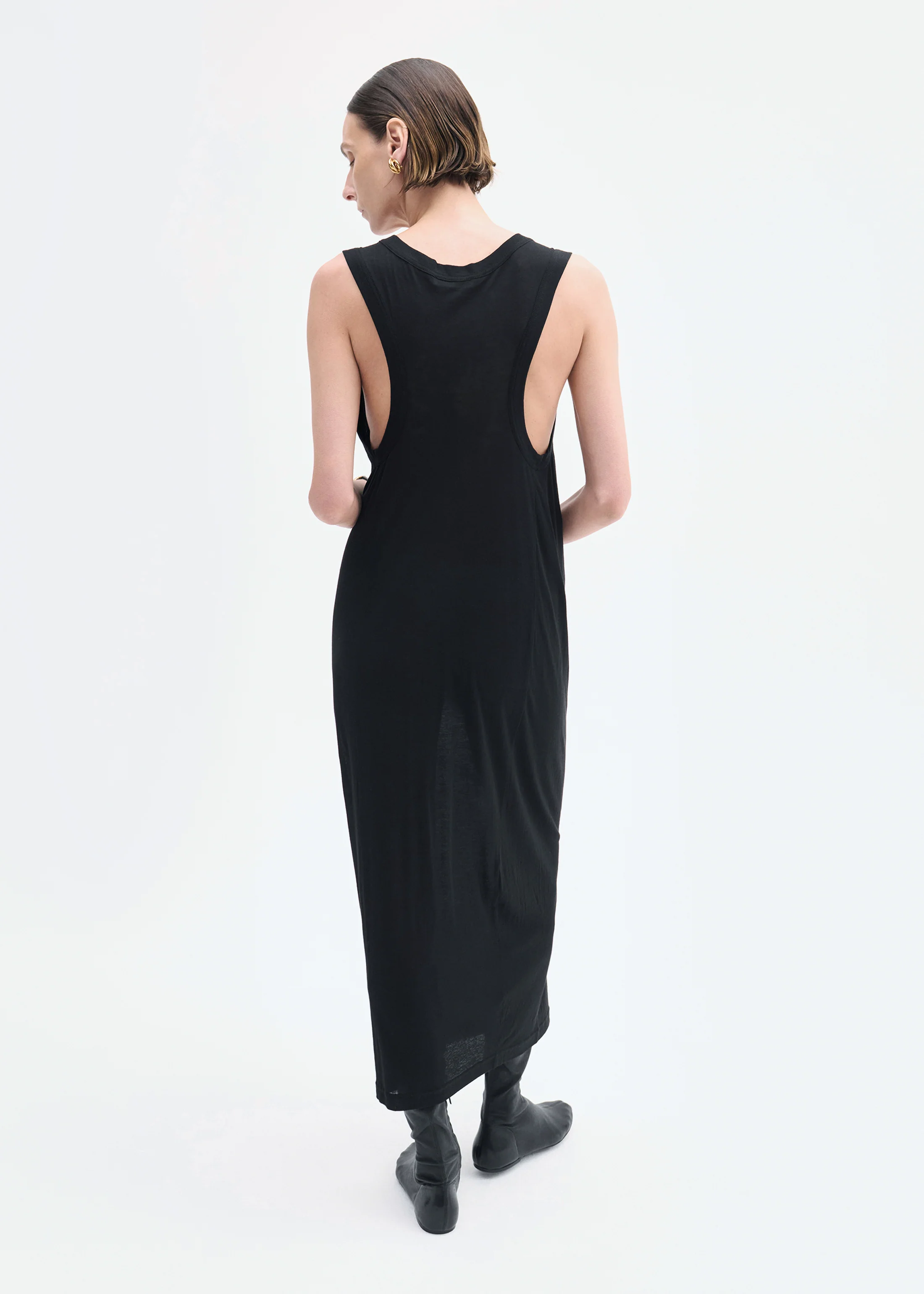 Tank Dress in Slub Jersey - Black - Image 3